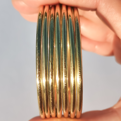 Lot de 7 bracelets : Lises - Martelés- Texturés, en laiton poli miroir, fabriqué à la main en France | Arias Teuffel