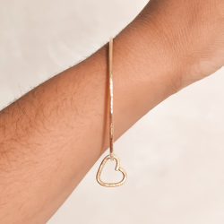 Pulsera de latón con dije en forma de corazón-pulido espejo-hecho a mano